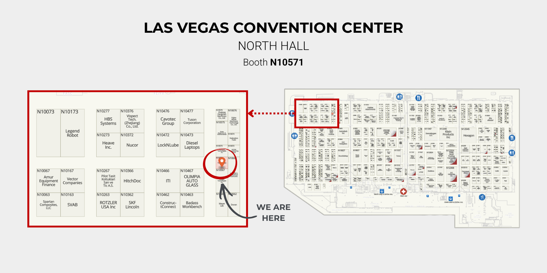 Map of Las Vegas Convention Center, North Hall. Shows SCAN~LINK booth location