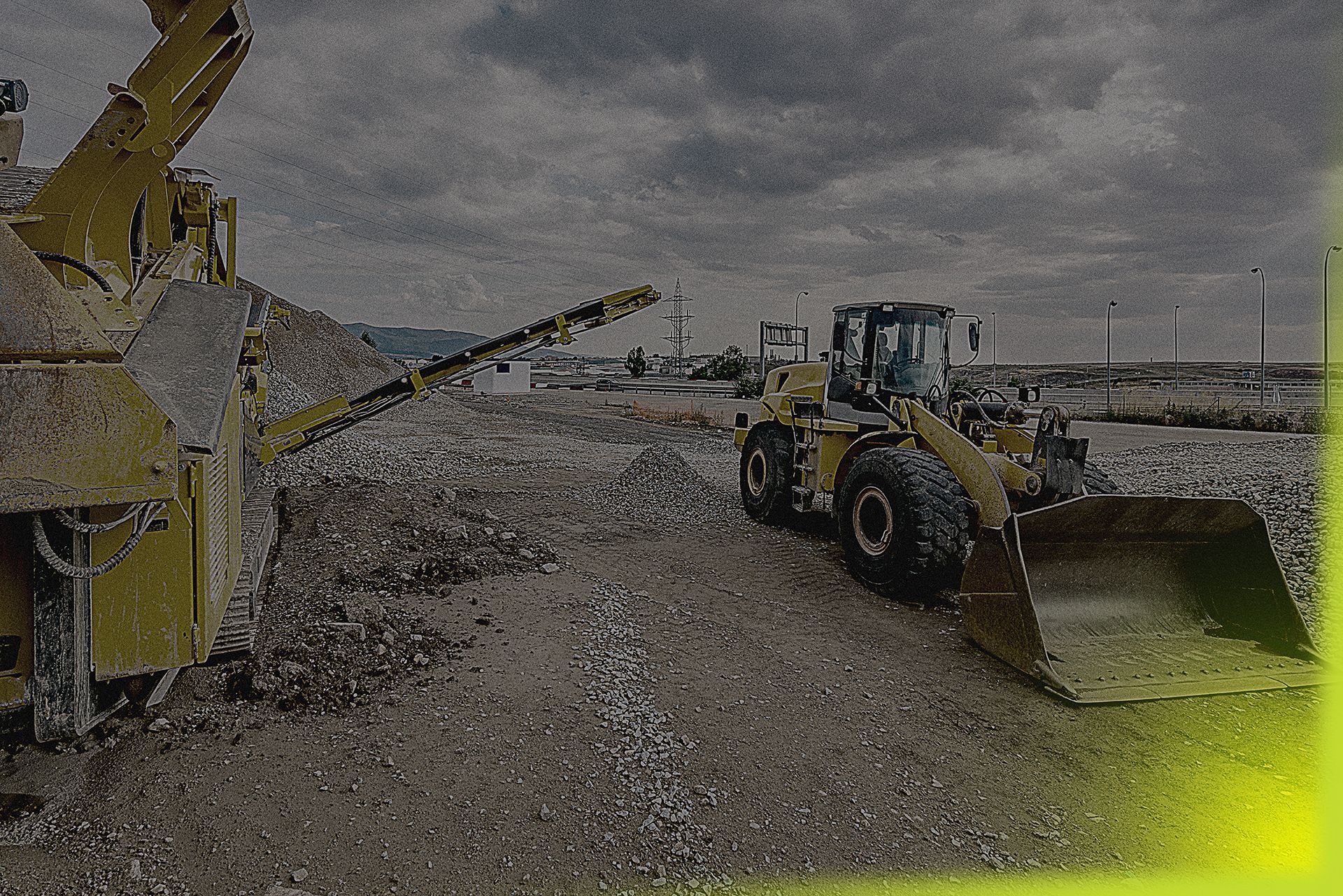 A bulldozer is moving dirt on a construction site.