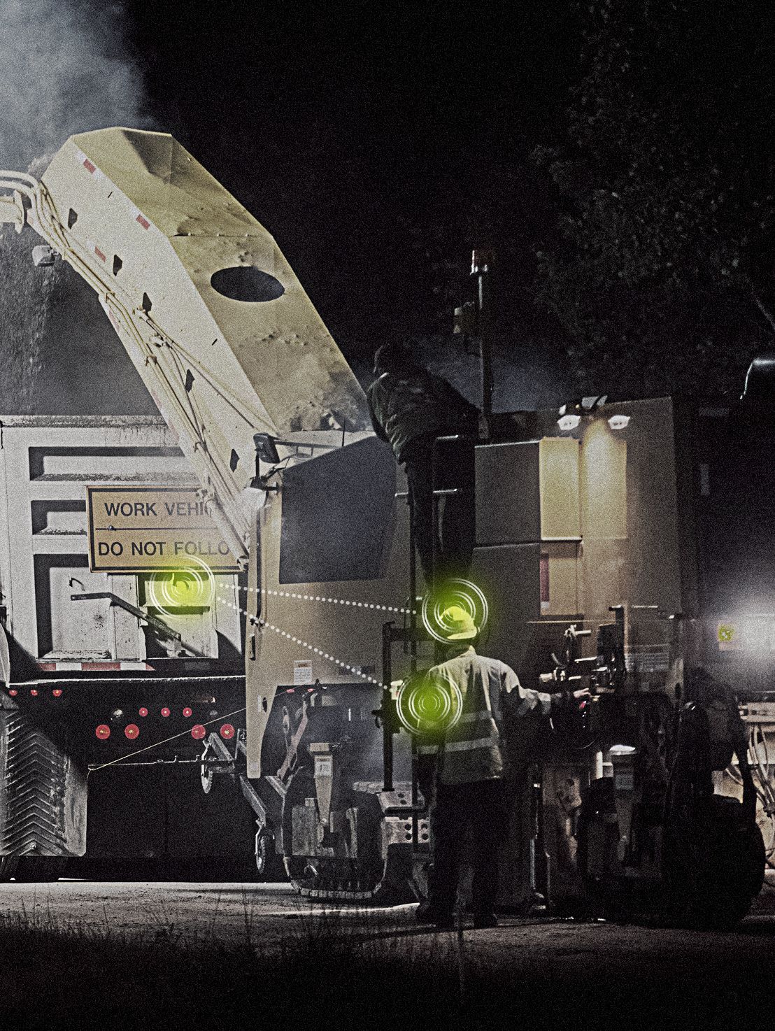 A sign on a truck that says work will do not enter