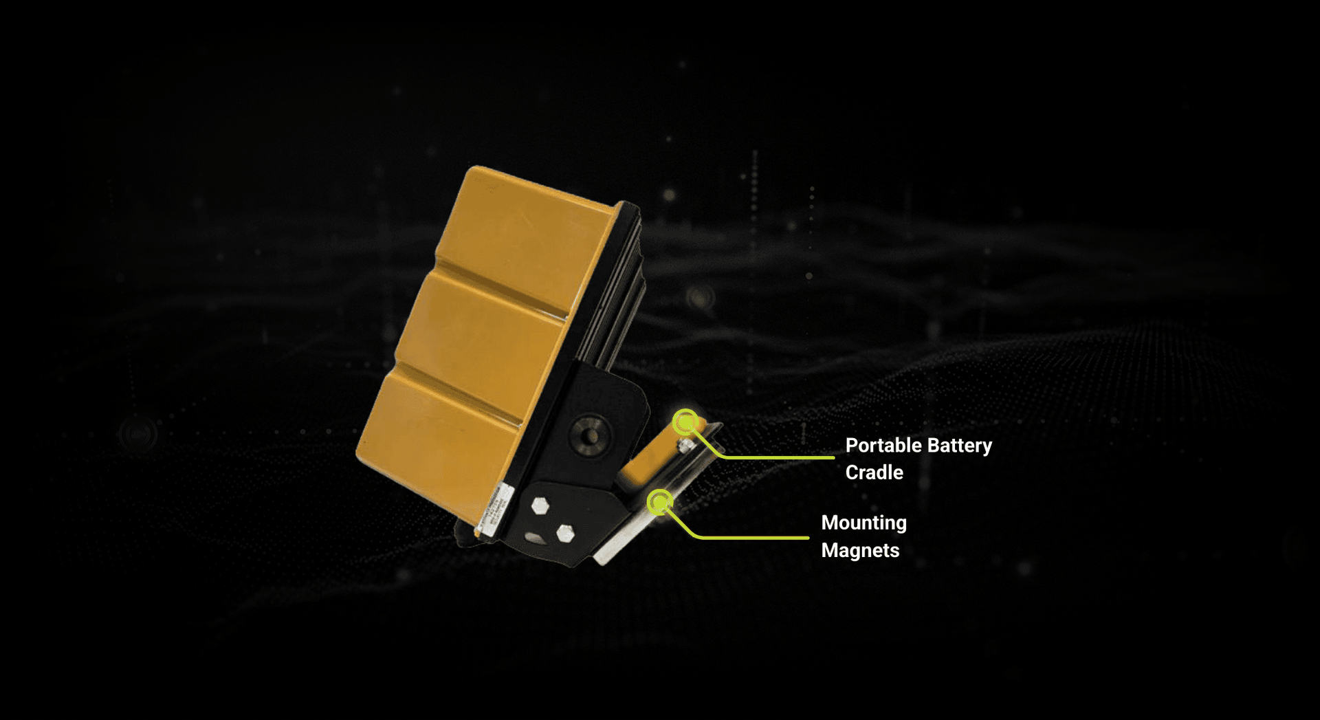 A yellow antenna against a dark background.