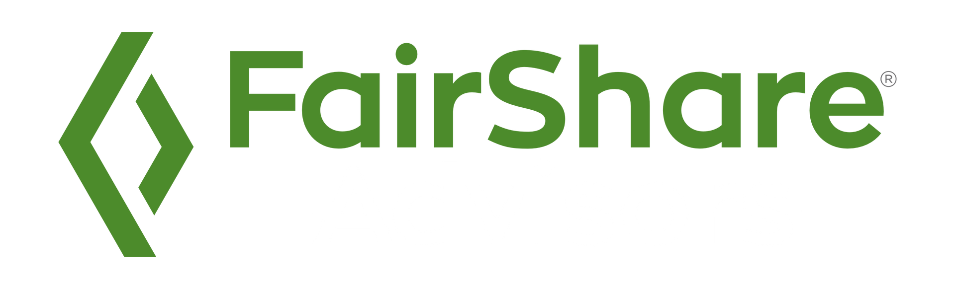 The fairshare logo is green and white with a green arrow.