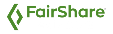The fairshare logo is green and white with a green arrow.
