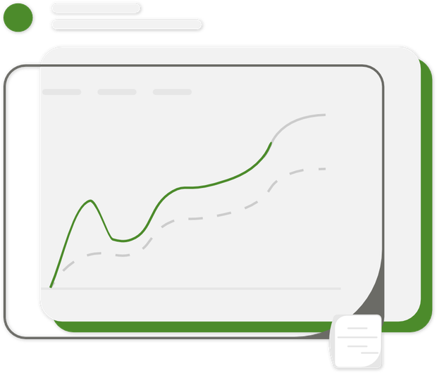 A woman in a suit and glasses is standing in front of a graph.