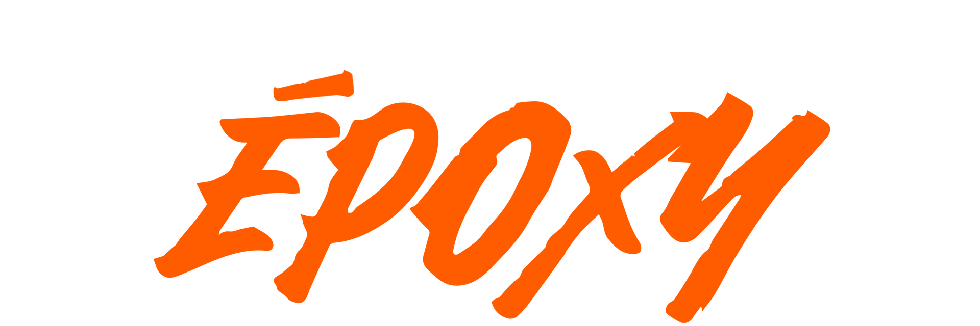 Le mot époxy est écrit en orange sur fond blanc