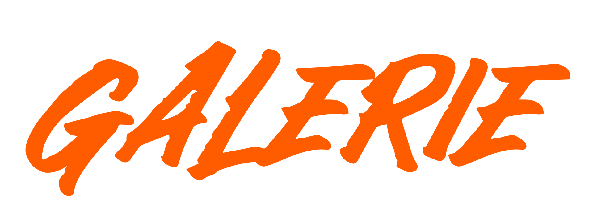 Le mot galerie est écrit en orange sur fond blanc