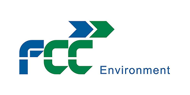 Logo for FCC Environment featuring the letters FCC in blue and green with two chevron arrows pointing to the right.