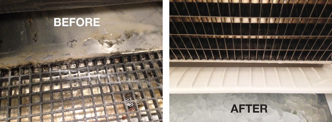 before and after ice machine disinfection