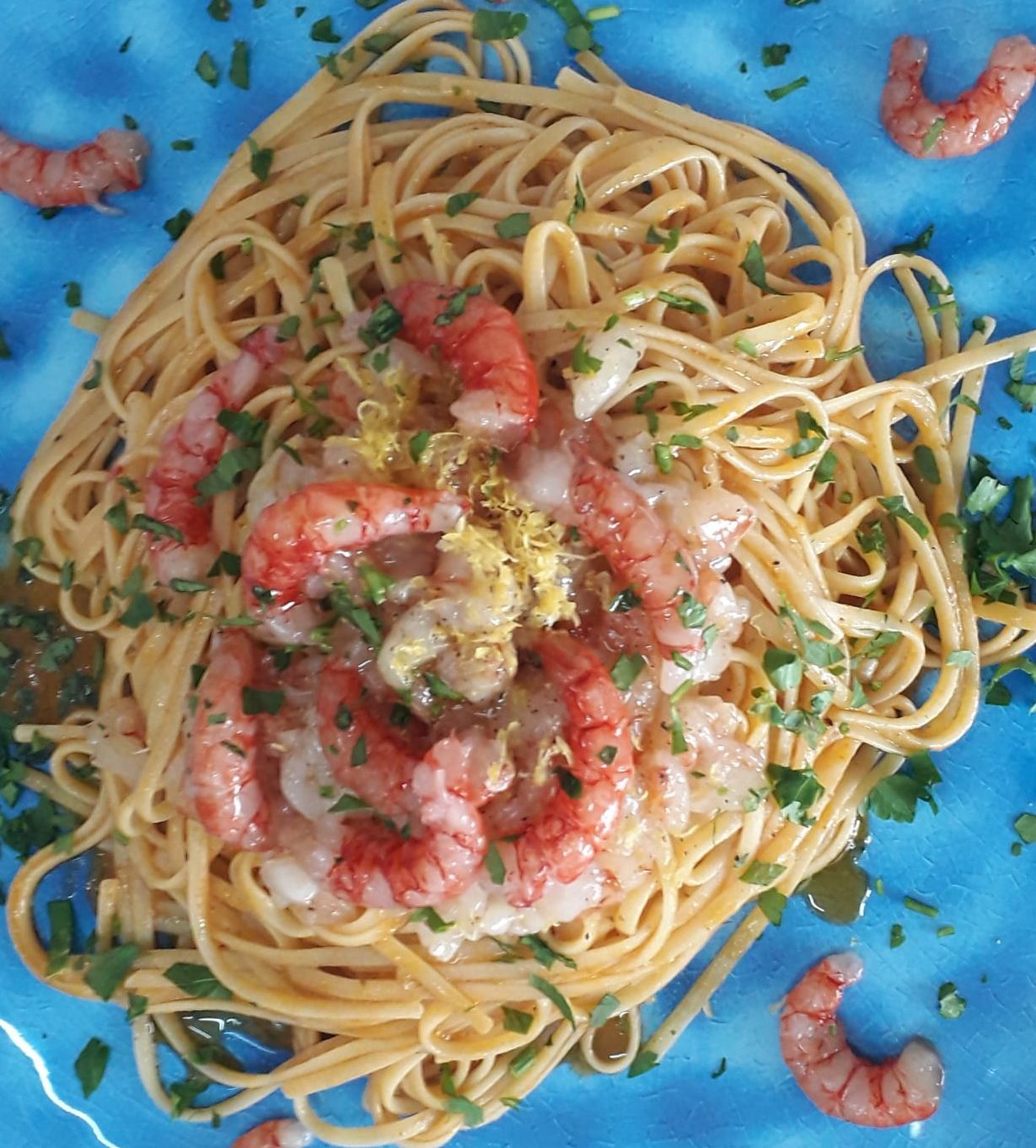 Spaghetti con gamberi