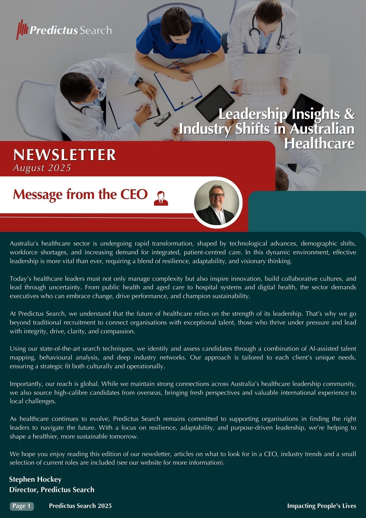 A newsletter about connecting healthcare professionals with opportunities that matter