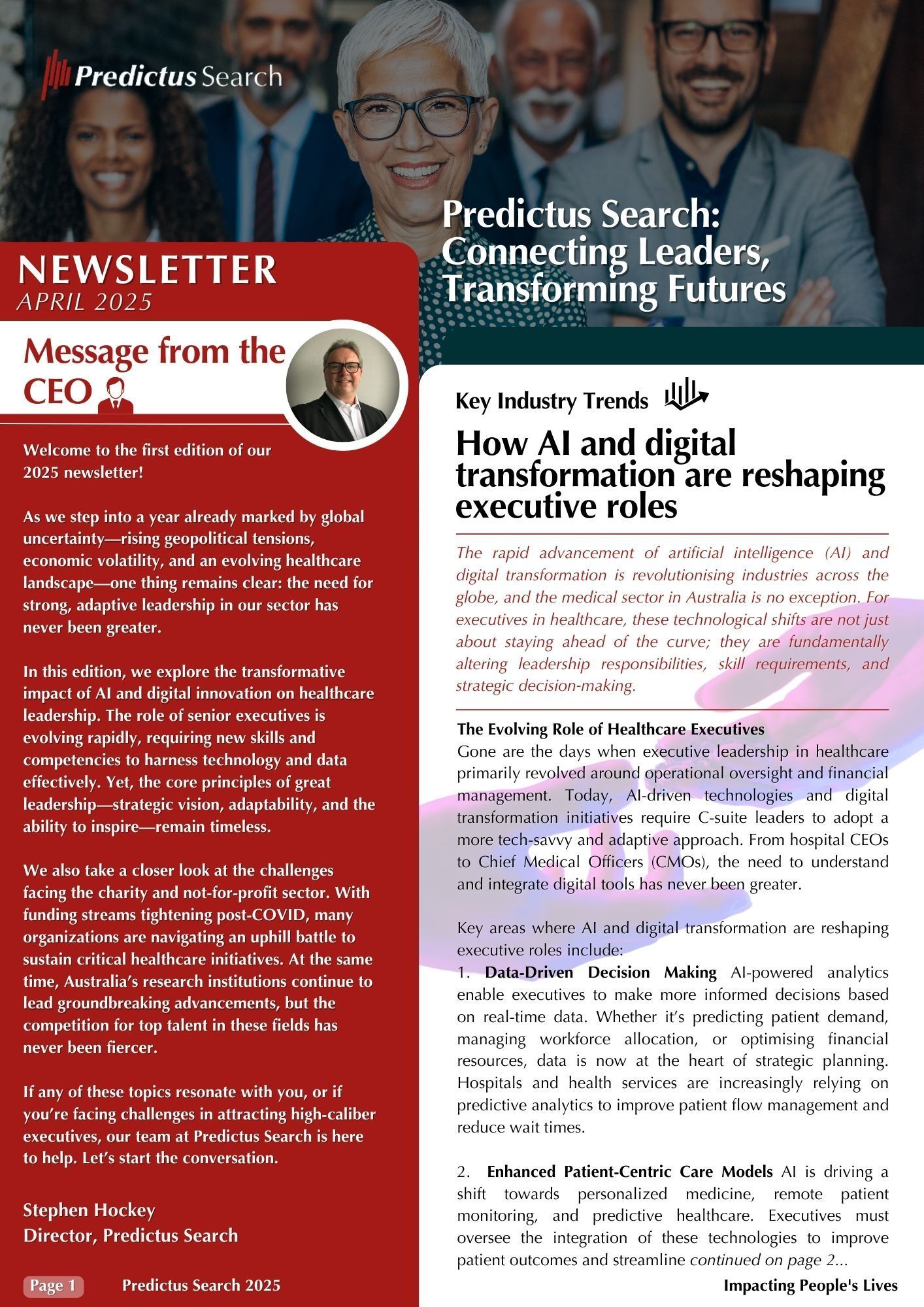 A newsletter about connecting healthcare professionals with opportunities that matter