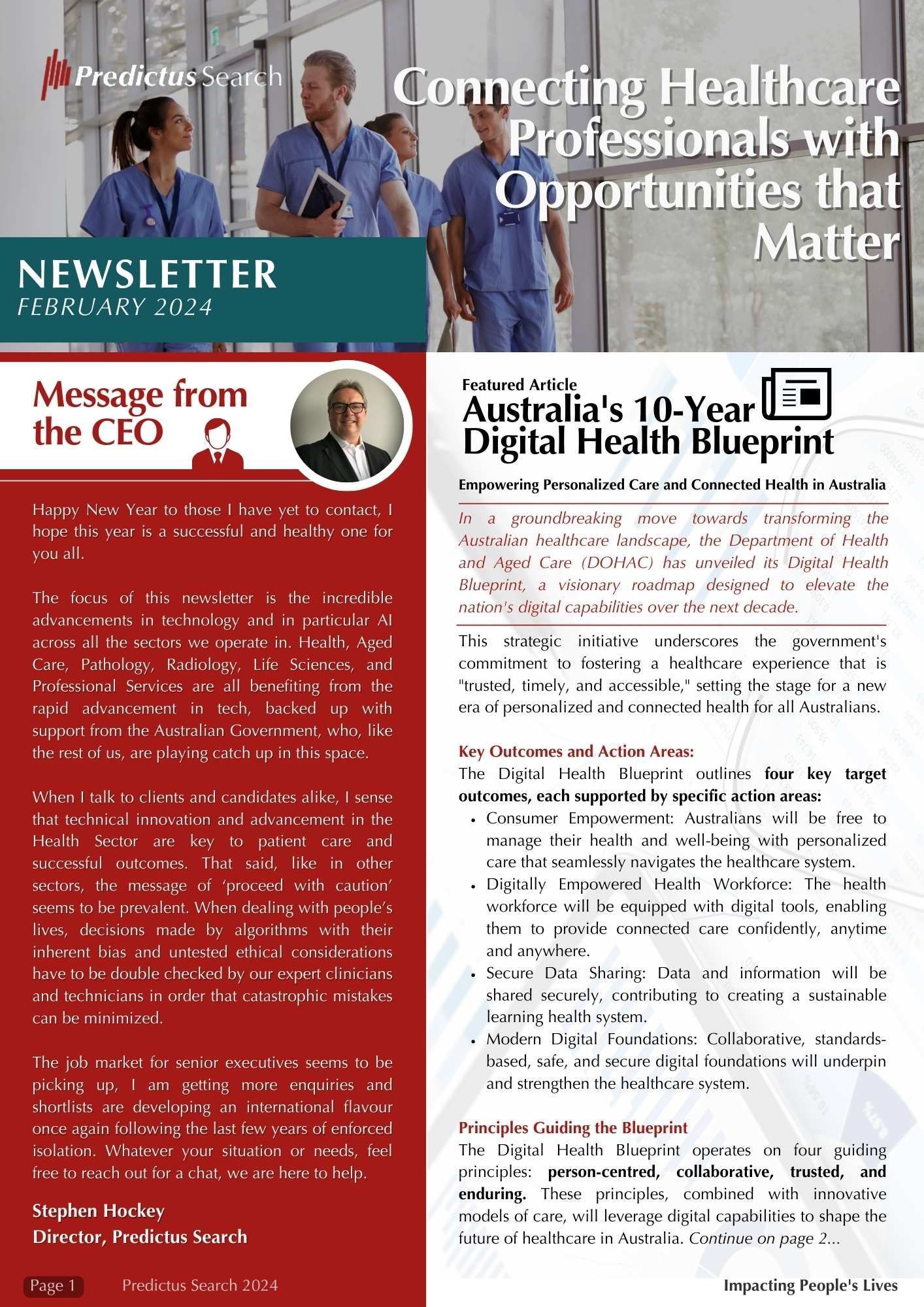 A newsletter about connecting healthcare professionals with opportunities that matter