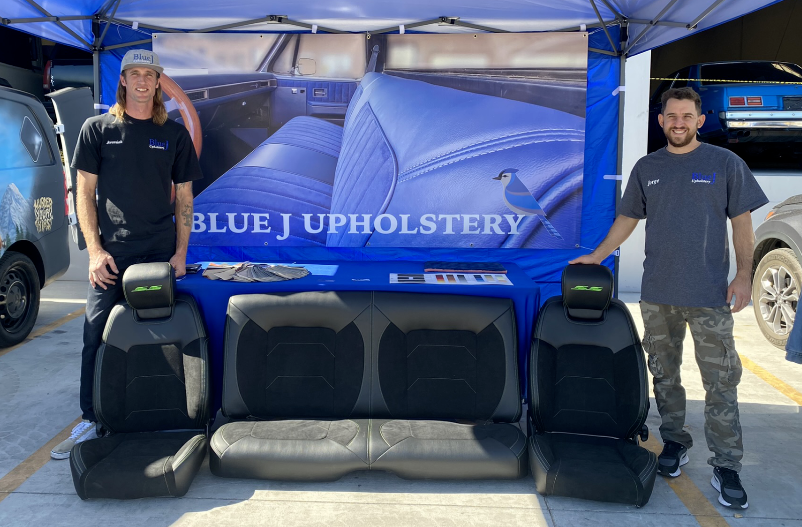 Men with Car Seats — Henderson, NV — Blue J Upholstery