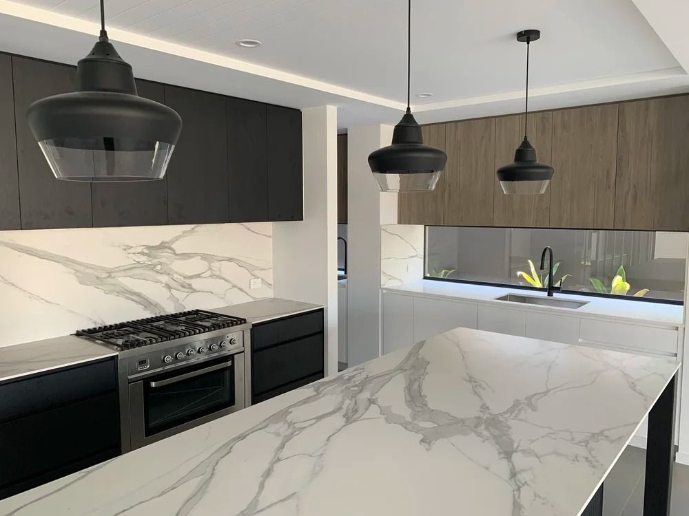 Double Vanity With White Marble Countertop — Mates Plumbing and Gas in Lammermoor, QLD