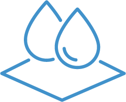 A line drawing of two water drops on a piece of paper.
