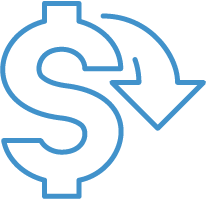 A dollar sign with an arrow pointing down.