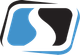 A blue and black logo with the letter s on it