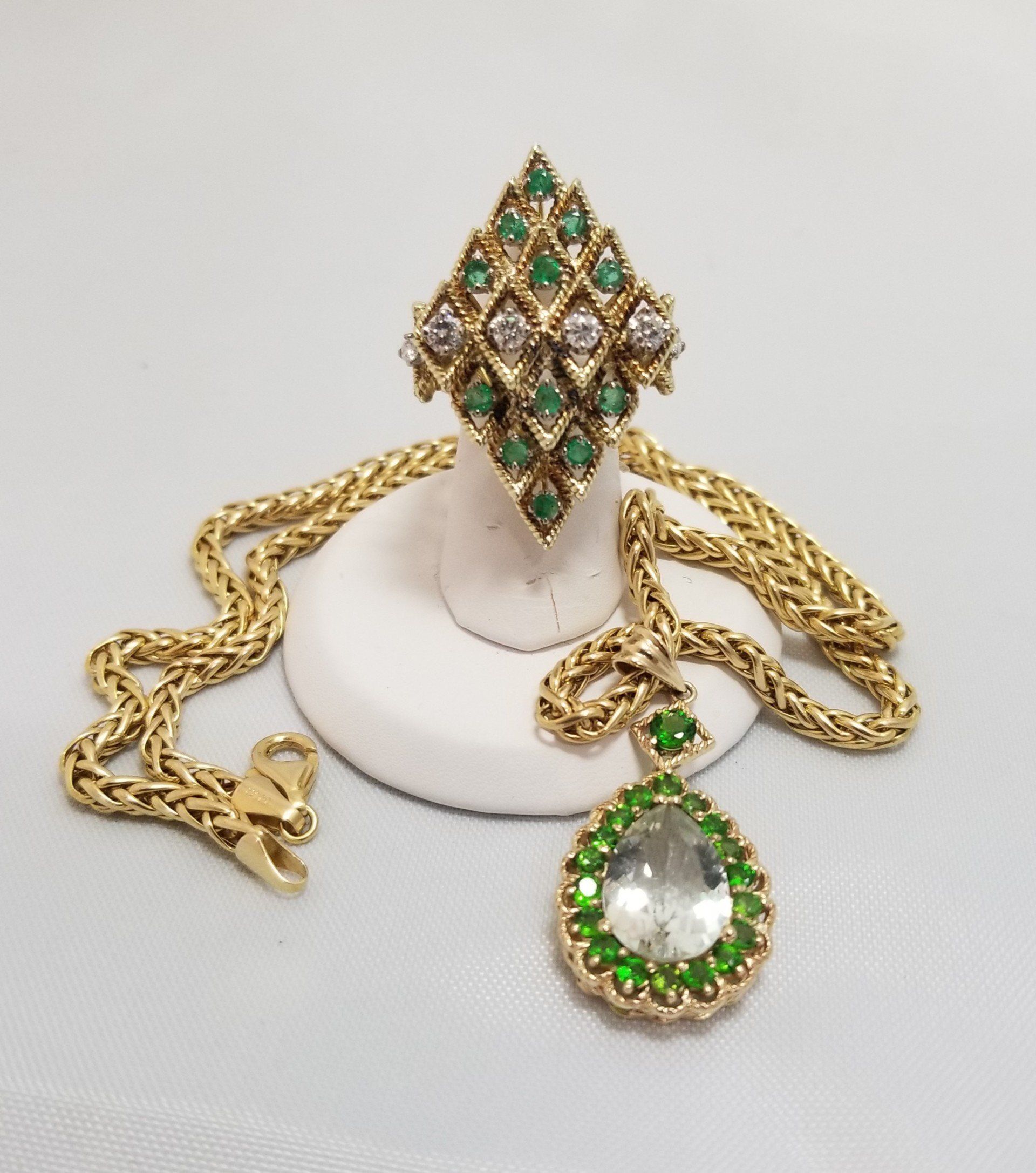 Buy & Sell Gold Jewelries — Gold Necklace with Green Pendant in Raleigh, NC
