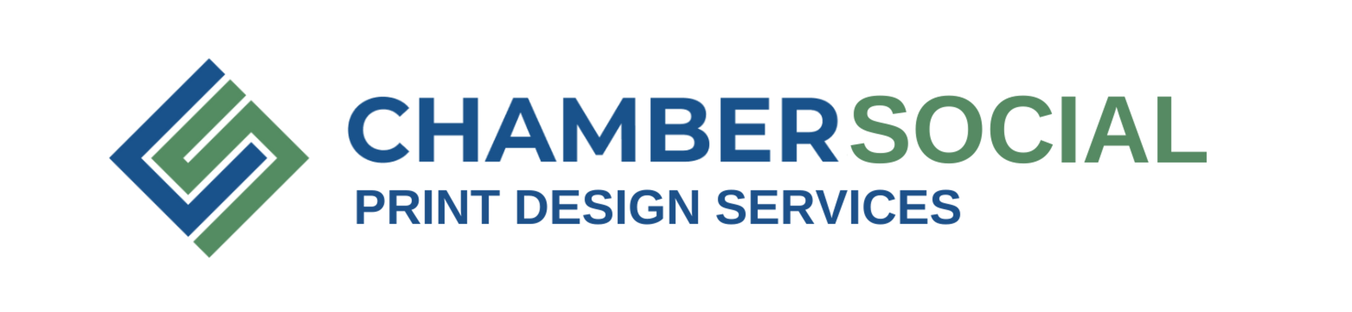 The logo for chamber social print design services