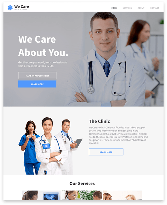 a screenshot of a website for a doctor 's clinic .