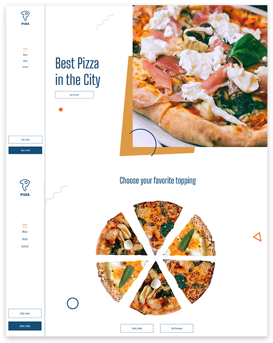 A screenshot of a website that says best pizza in the city