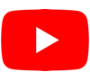 a red youtube logo with a white play button on a white background .