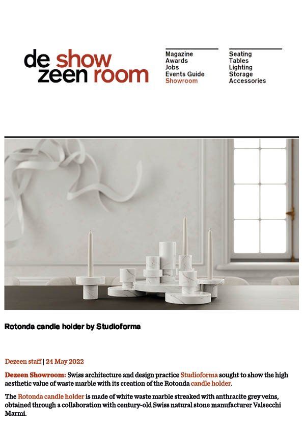 PRESS COVERAGE – STUDIOFORMA ARCHITECTS, ZURICH, SWITZERLAND