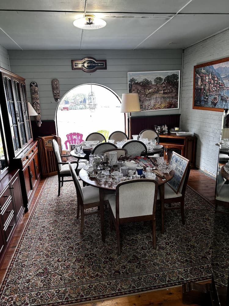 Antique Dining Room Set Up Filled With Furniture — Clancy's Office & Emporium in Taree, NSW