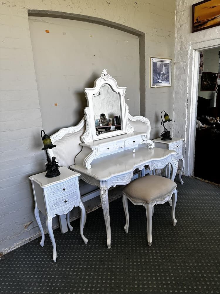 White Vanity Set With a Matching Stool and Two Nightstands — Clancy's Office & Emporium in Taree, NSW