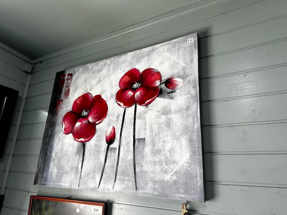 Square Painting of Red Poppies on a Gray and White Background — Clancy's Office & Emporium in Taree, NSW
