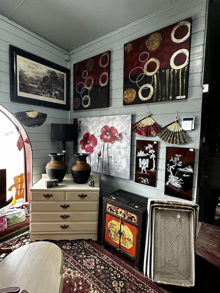 Antique Store Interior With Art, Vases, and Furniture — Clancy's Office & Emporium in Taree, NSW