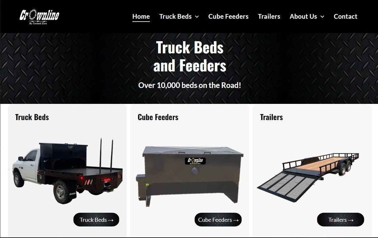 a website for truck beds and feeders is displayed
