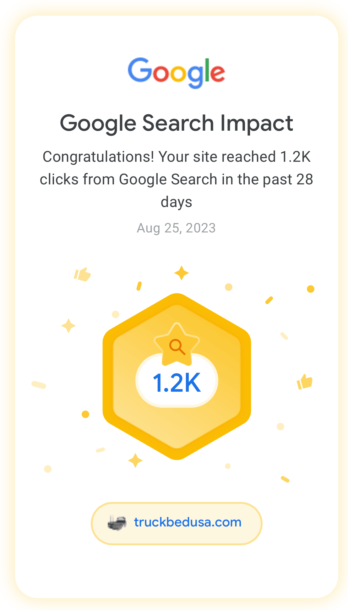 a screenshot of a google search impact badge .