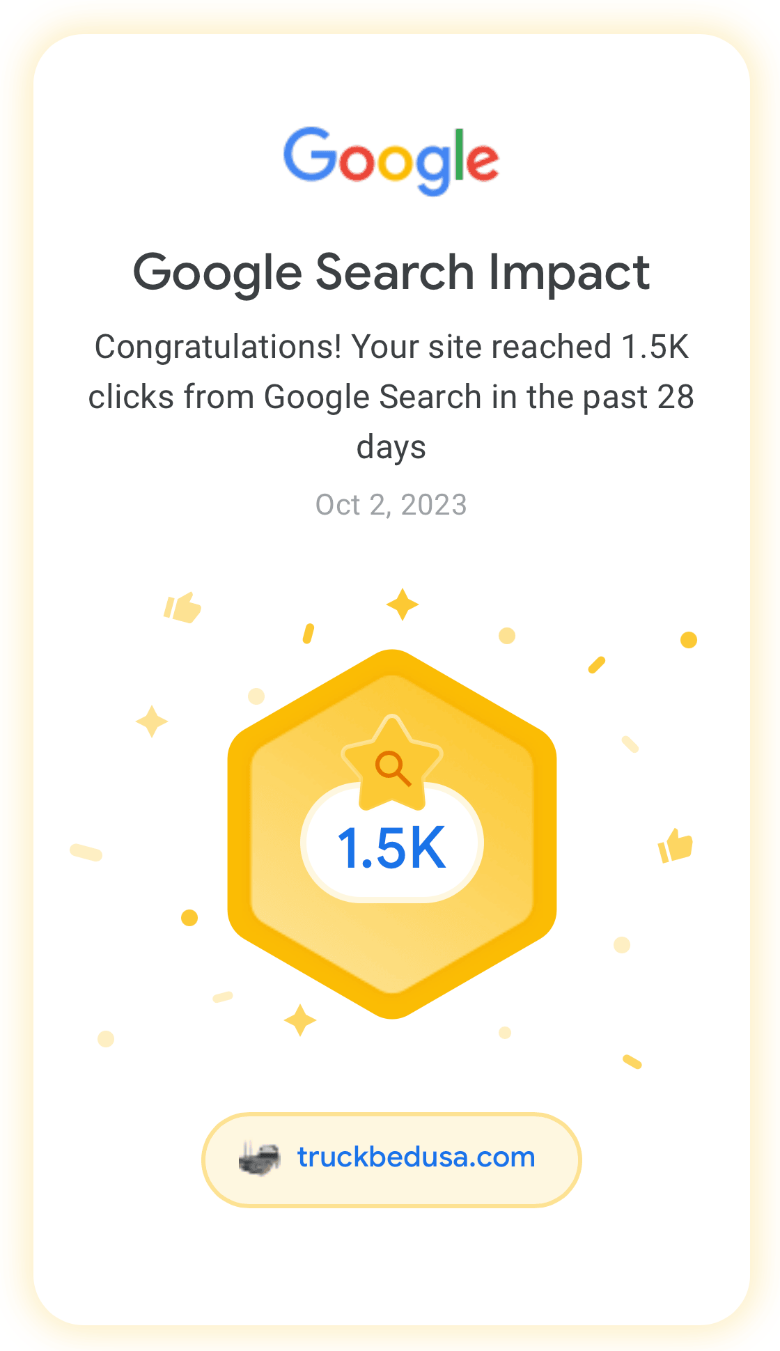 a screenshot of a google search impact badge .