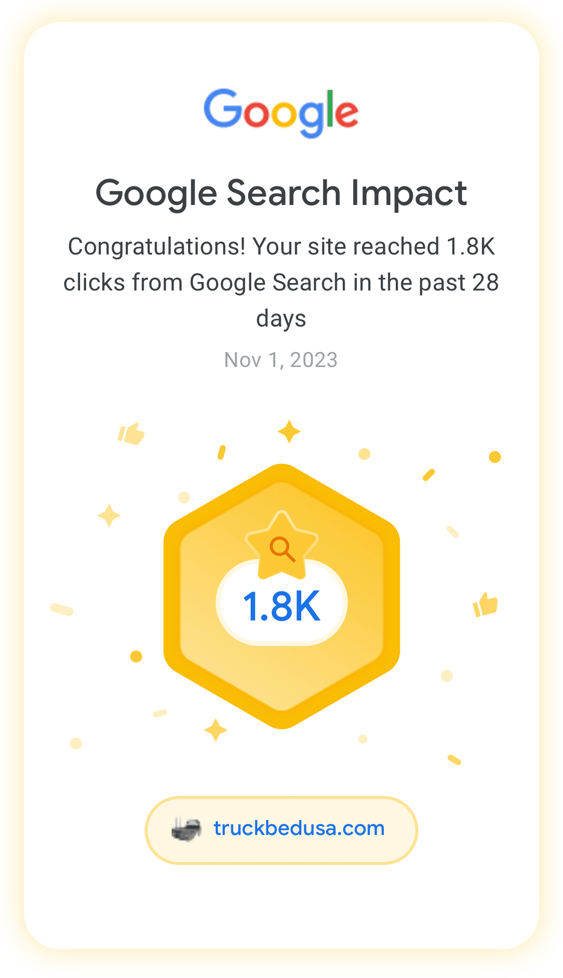 a screenshot of a google search impact badge .