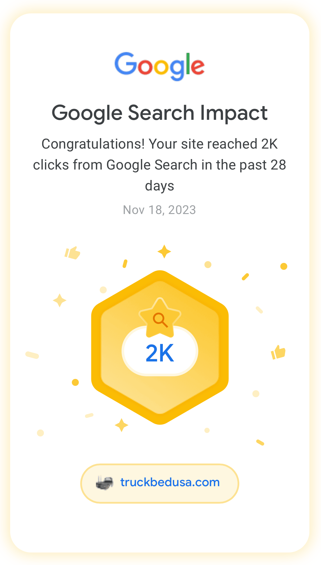 a screenshot of a google search impact badge .