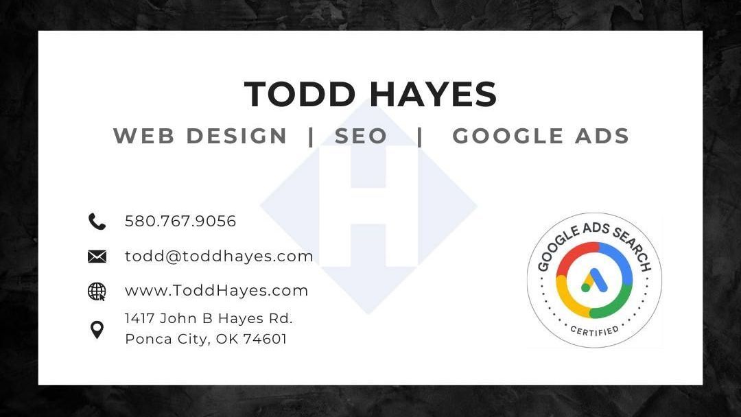 A business card with the name todd hayes on it