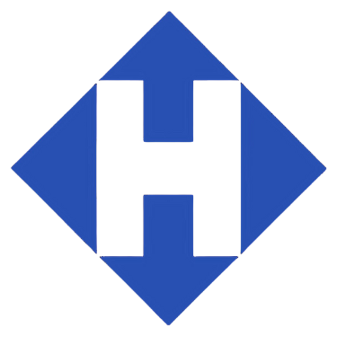 The letter h is in a blue square on a white background.