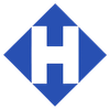 The letter h is in a blue square on a white background.