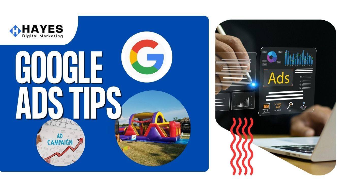 A blue banner for Hayes Digital Marketing shows