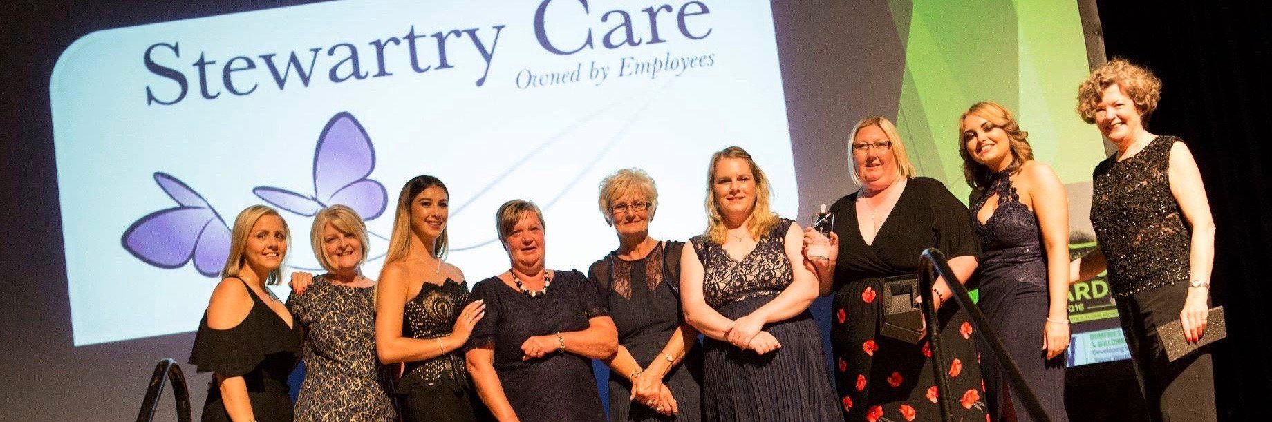 Stewartry Care staff at the Dumfries and Galloway Business Awards ceremony 2018