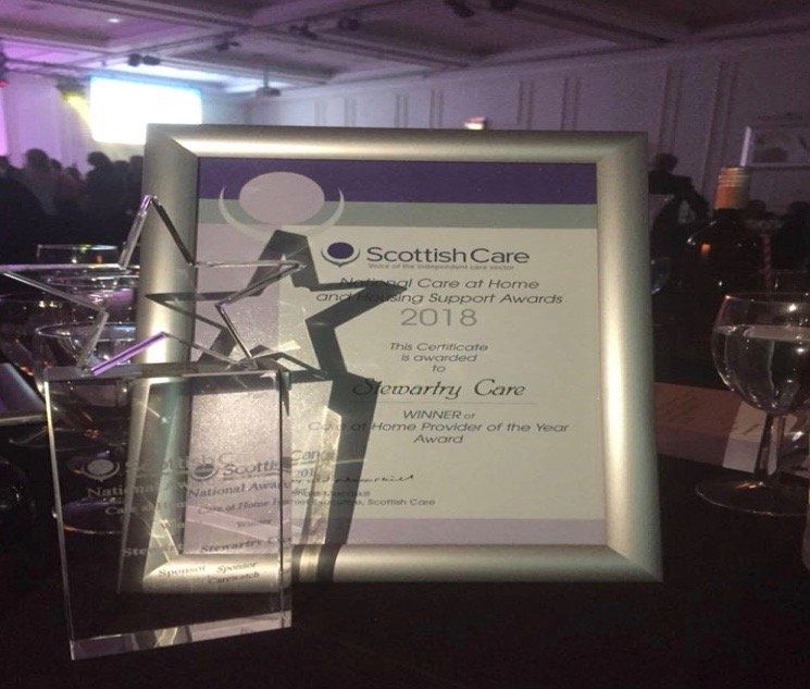The trophy for the Scottish Care Awards 2018
