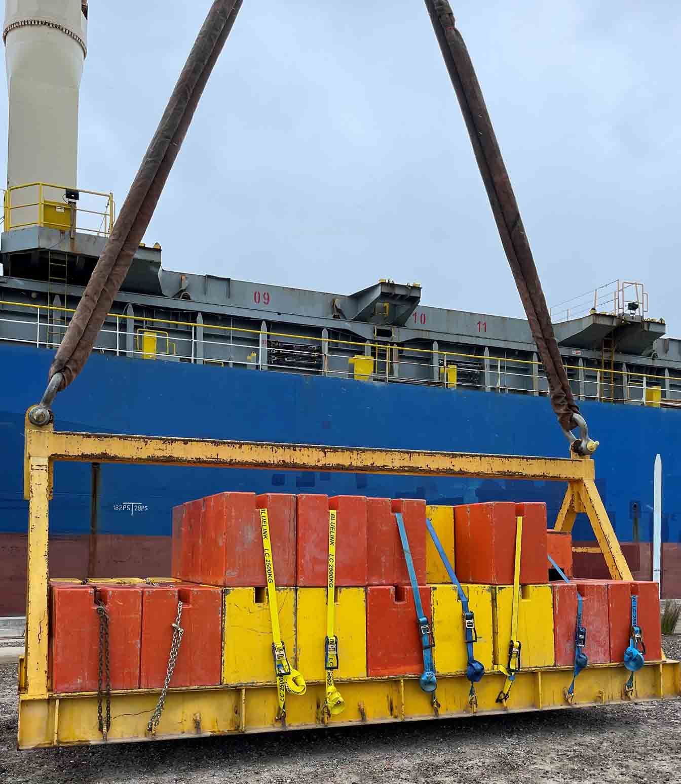 Ships deck crane load testing