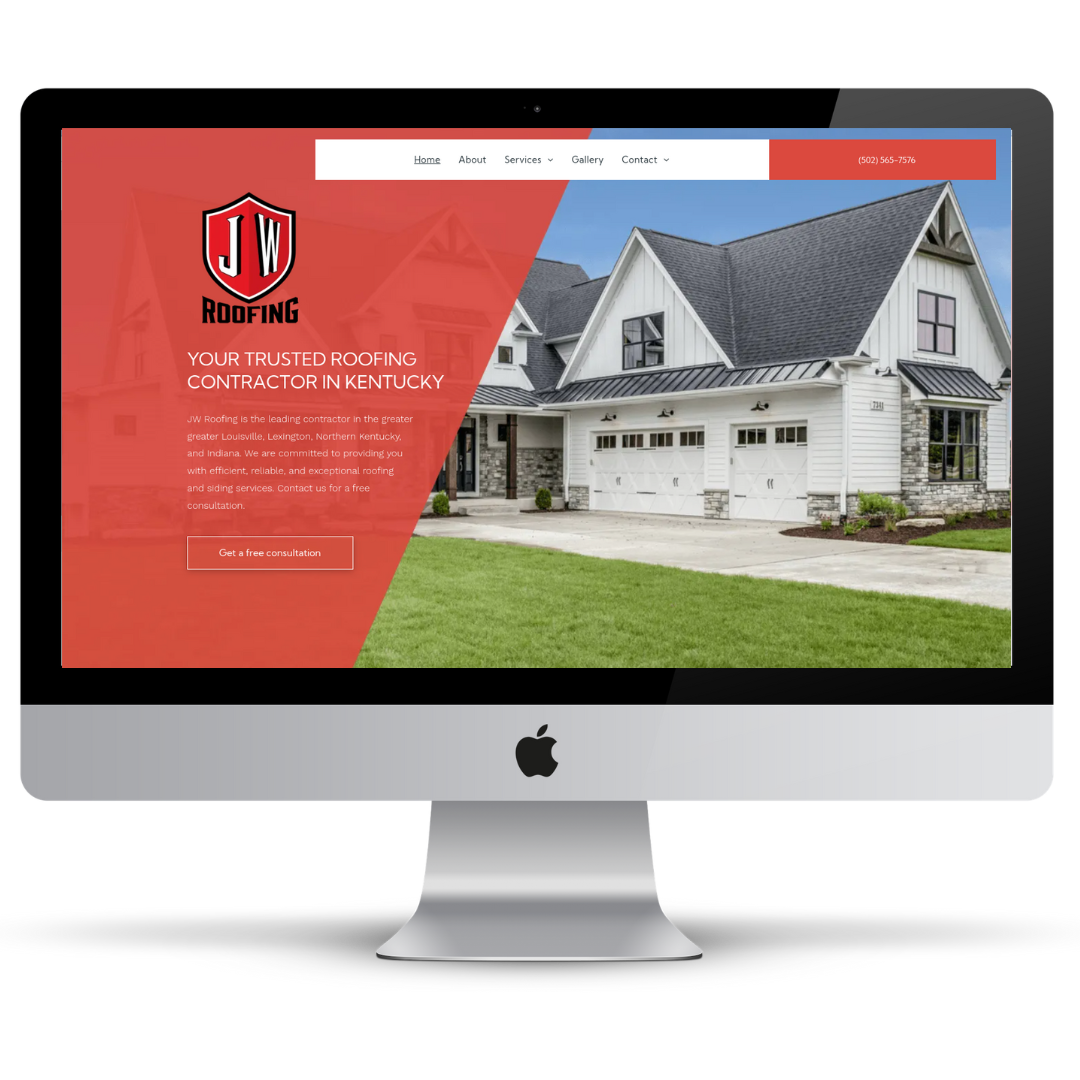 Example of a website design for a roofing company