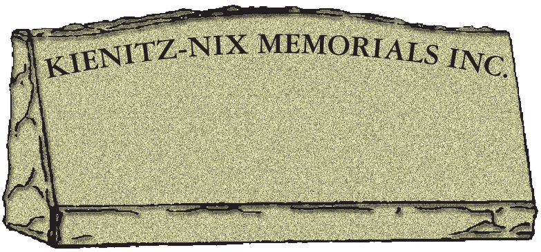 A drawing of a gravestone for kienitz-nix memorials inc.