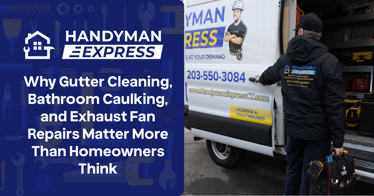 A technician stands by a Handyman Express van next to text explaining solar panel critter guards.