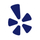 Yelp logo: Blue stylized “Y” shape with six radiating segments.