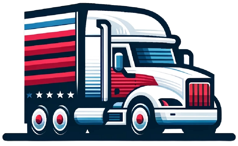 a red white and blue semi-truck with stars on the side showing CDL driver management 