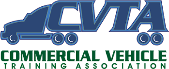 the logo for the commercial vehicle training association has a truck on it .