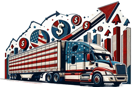 An illustration of a semi-truck with a dollar sign on the side.
