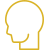 A silhouette of a human head with a circle around it.